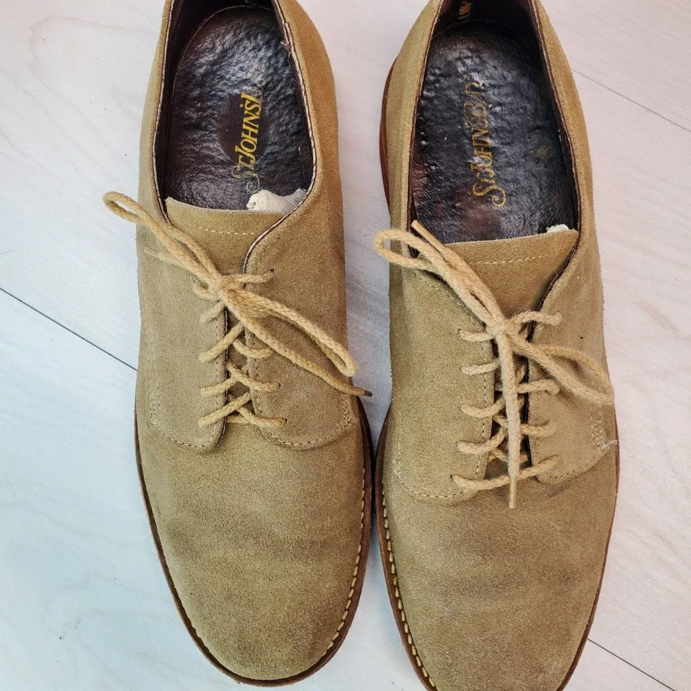 ST JOHNS Mens Suede Desert Boots Tan Lace Up Comfort Leather‎ Upper Size 8 D